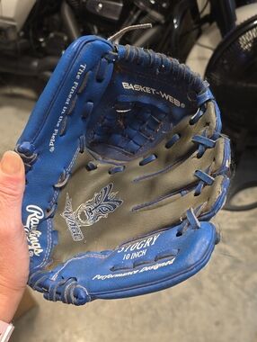 Rawlings Blue and Gray Youth Baseball Glove - Basket-Web